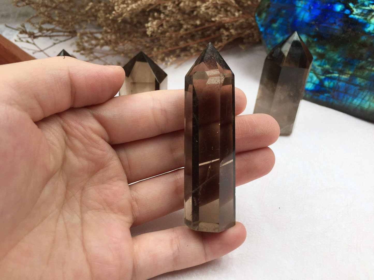 Smoky Quartz Tower,Smoky Quartz Point,Crystal Tower/Wand,Healing Crystal,Reiki Chakra Stone,Home Decor,For Gift