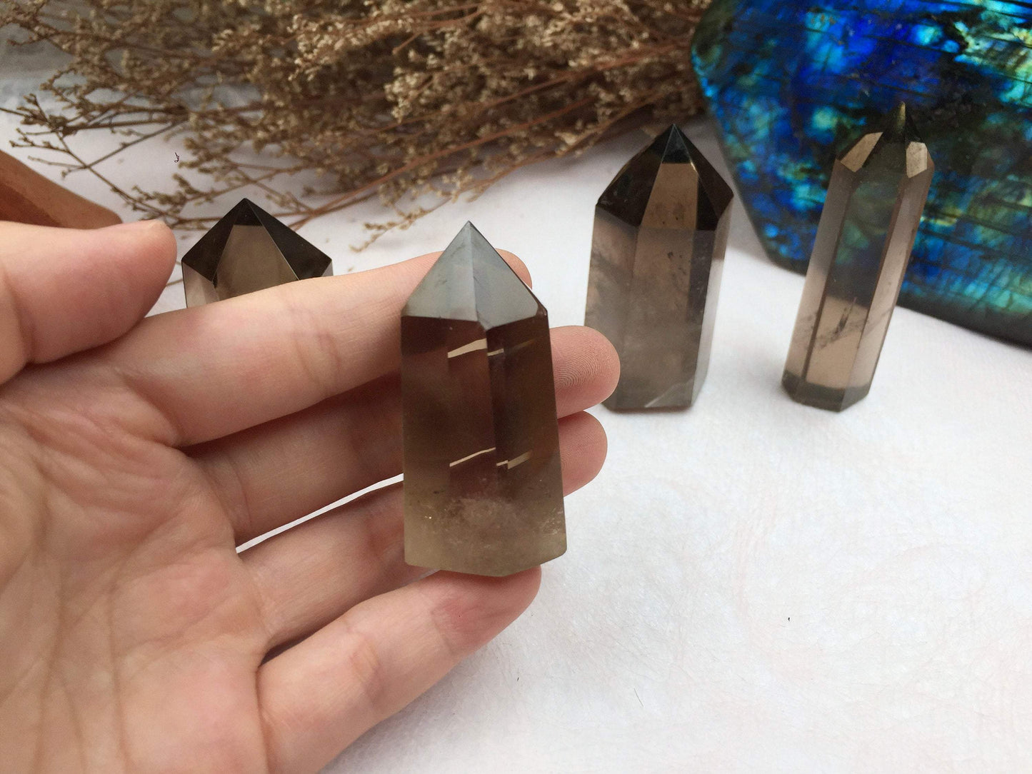 Smoky Quartz Tower,Smoky Quartz Point,Crystal Tower/Wand,Healing Crystal,Reiki Chakra Stone,Home Decor,For Gift