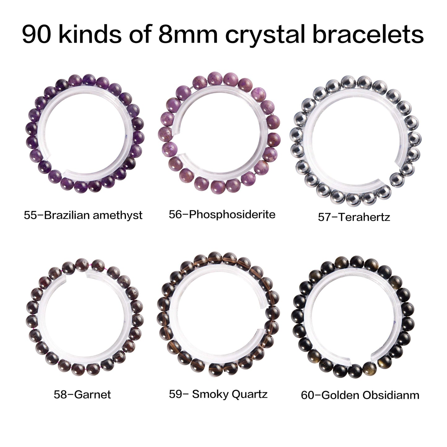Crystal bracelet 90 kinds of 8mm Natural bracelets No.1-70