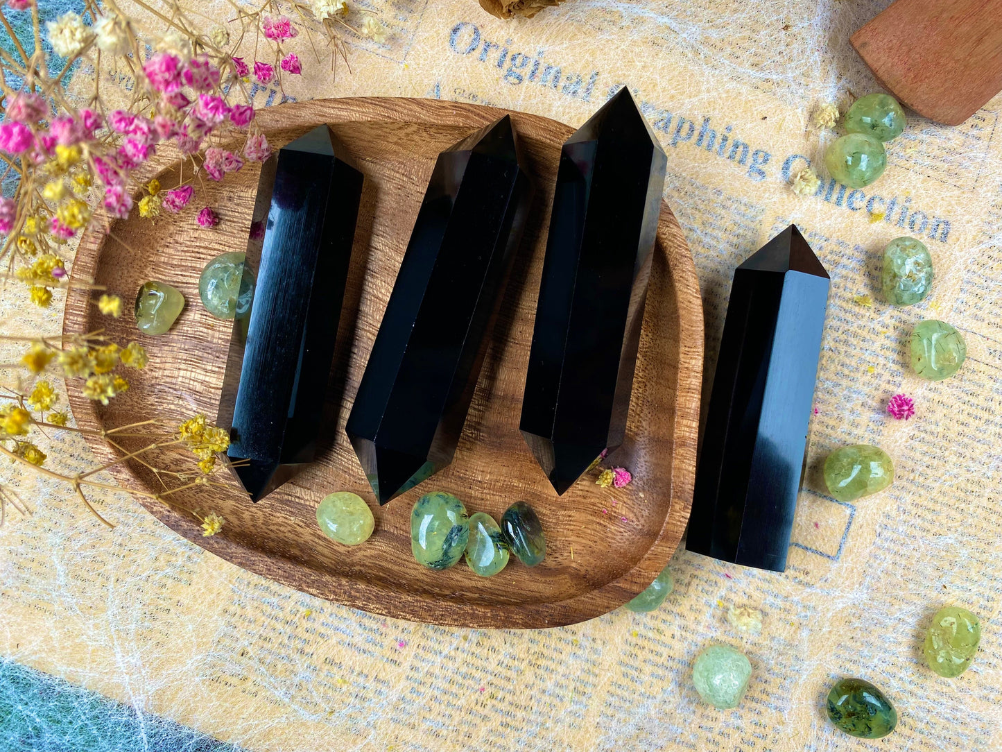 Black Obsidian Double Terminated Tower Healing Crystal Tower Transformation and Release Crystal Point
