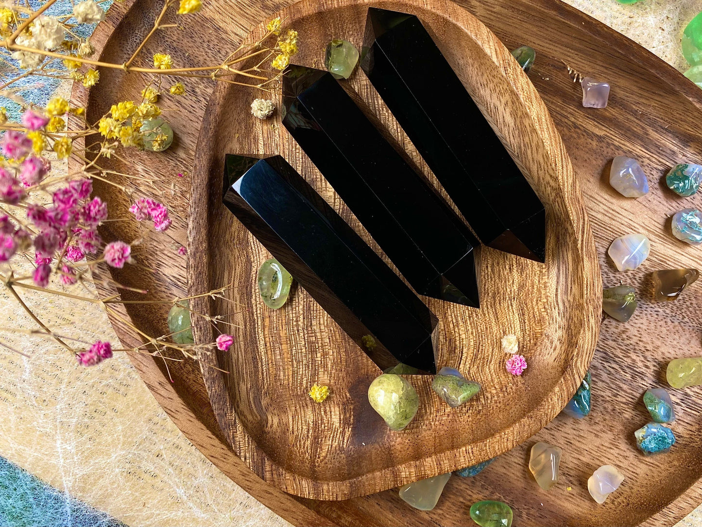 Black Obsidian Double Terminated Tower Healing Crystal Tower Transformation and Release Crystal Point