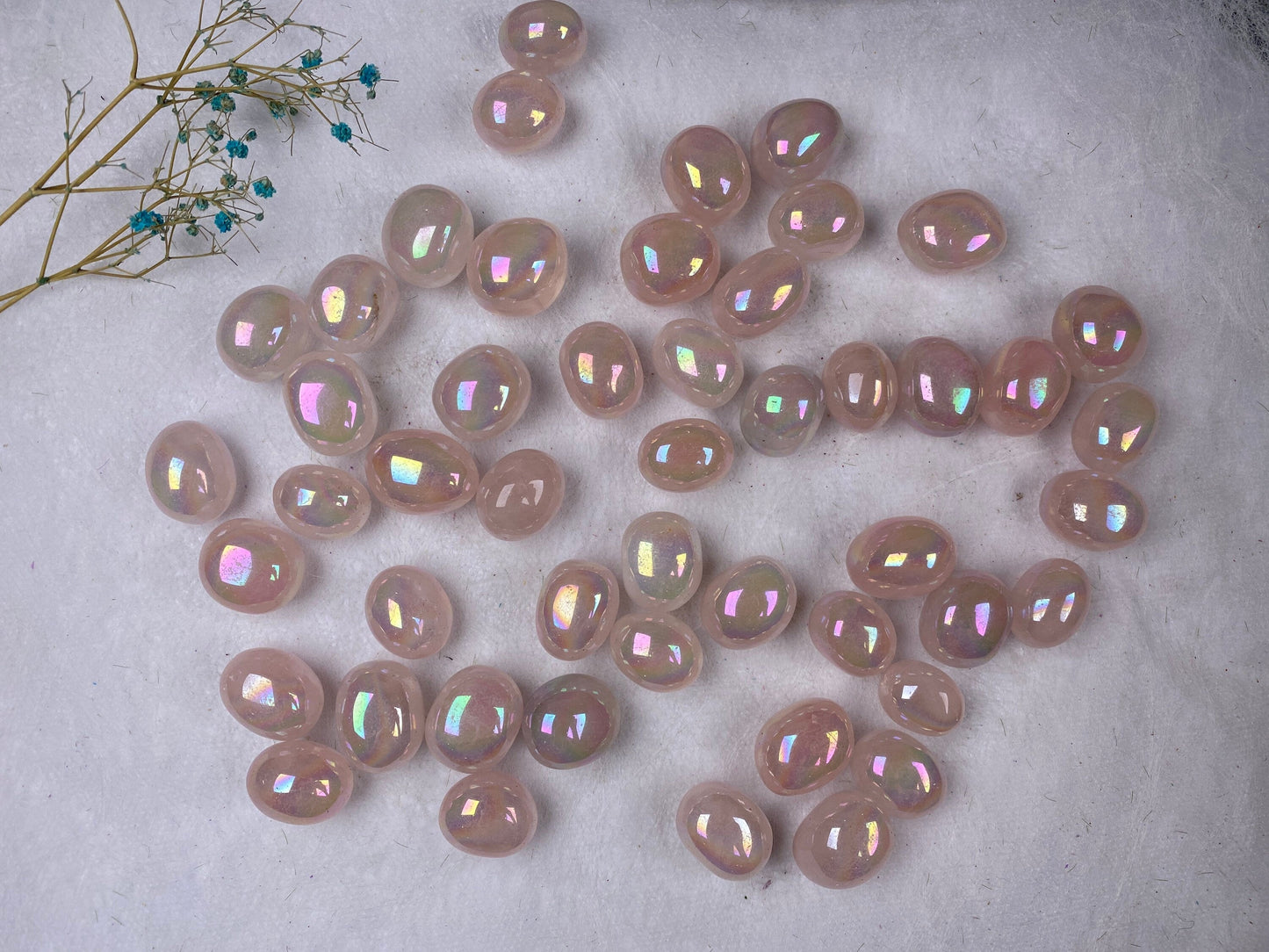 Aura Rose Quartz Tumble Stone 20-30mm 100g,Healing Crystal,Home Decor,For Gift