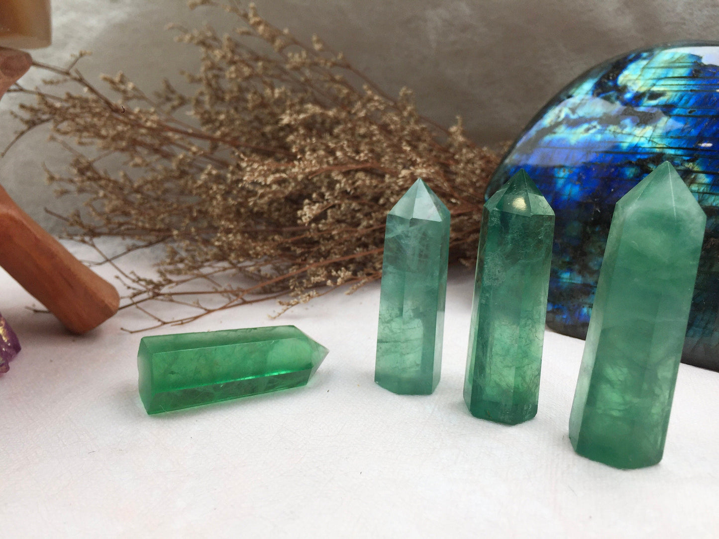 Green Fluorite Tower,Fluorite Point,Crystal Tower/Wand,Healing Crystal,Reiki Chakra Stone,Home Decor,For Giftwa