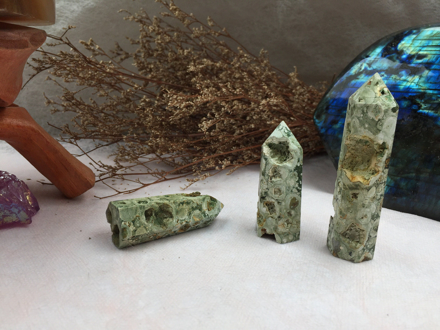 Rainforest Tower,Rainforest Point,Crystal Tower/Wand,Healing Crystal,Reiki Chakra Stone,Home Decor,For Gift