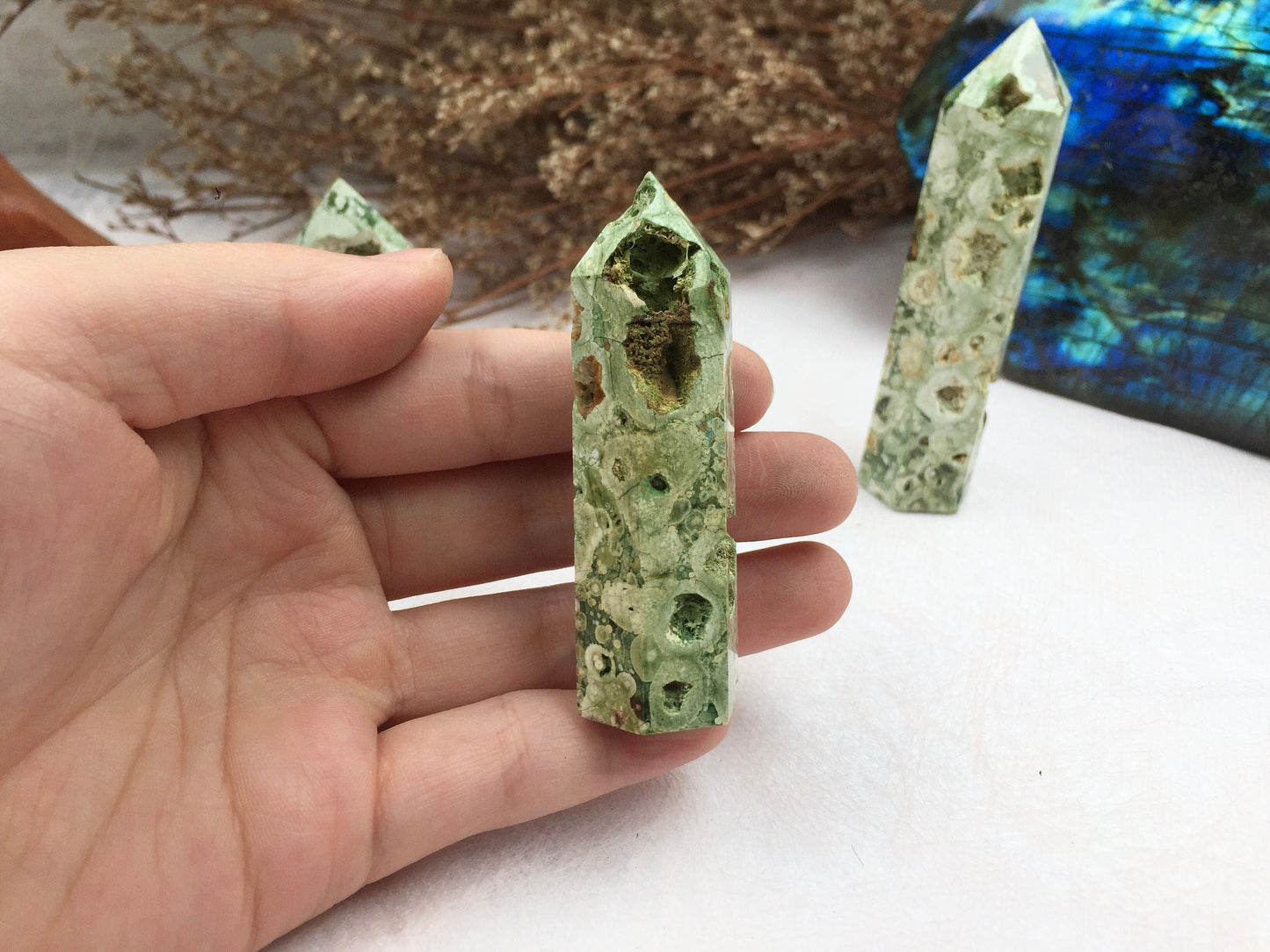 Rainforest Tower,Rainforest Point,Crystal Tower/Wand,Healing Crystal,Reiki Chakra Stone,Home Decor,For Gift