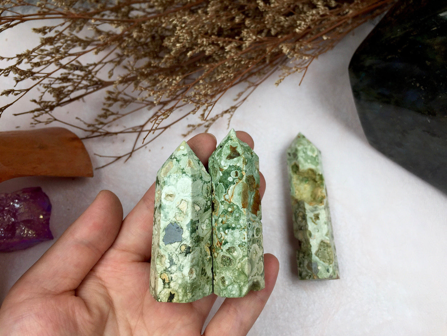Rainforest Tower,Rainforest Point,Crystal Tower/Wand,Healing Crystal,Reiki Chakra Stone,Home Decor,For Gift