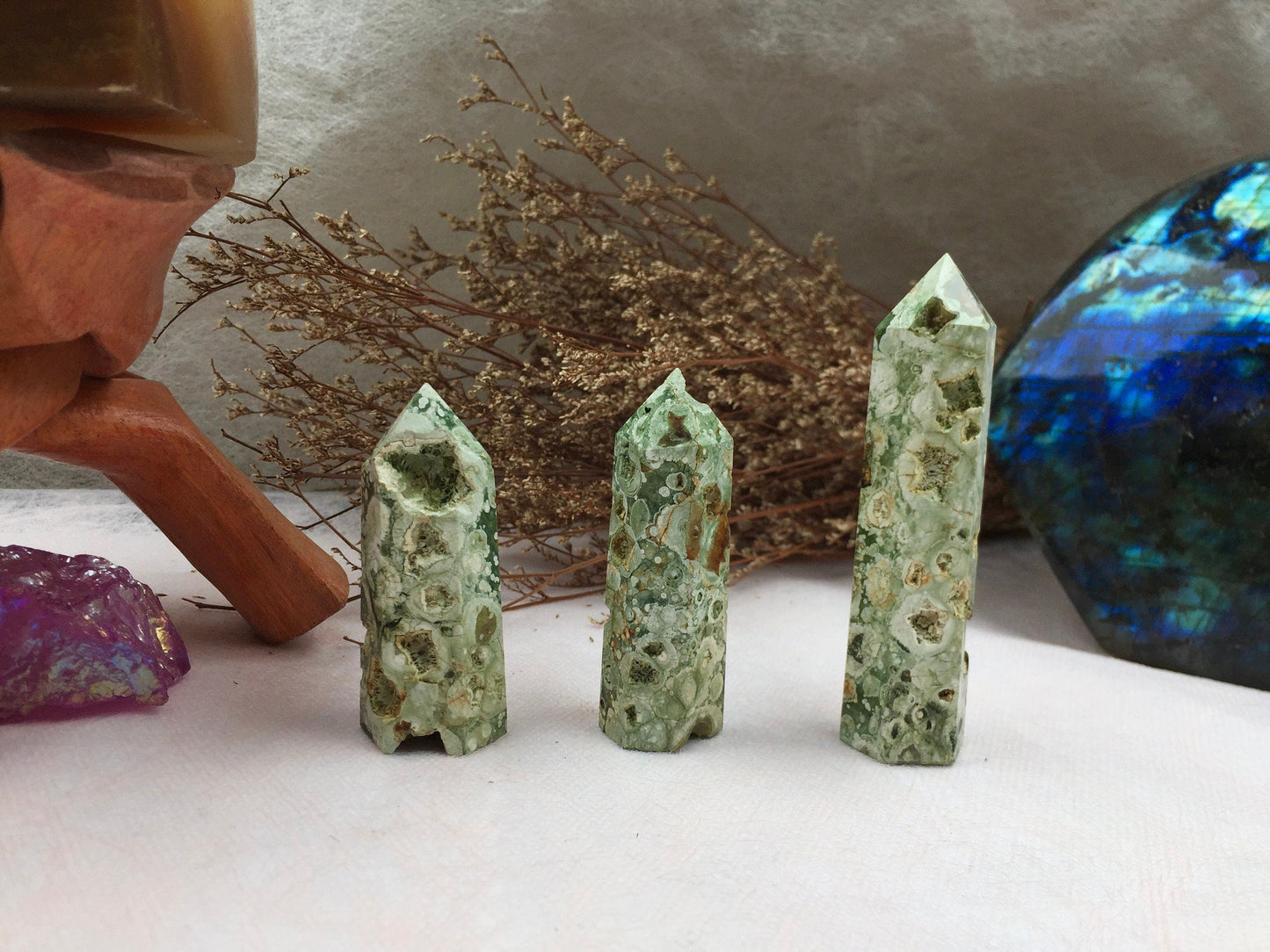 Rainforest Tower,Rainforest Point,Crystal Tower/Wand,Healing Crystal,Reiki Chakra Stone,Home Decor,For Gift