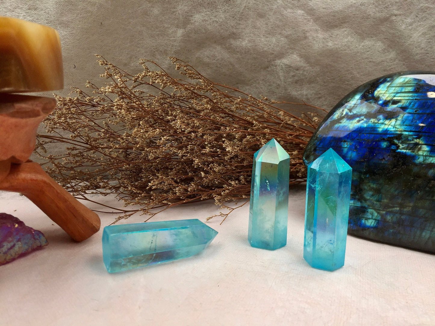 Blue Aura Crystal Quartz Tower Points New Home Party Wedding Gifts for Self and Friends