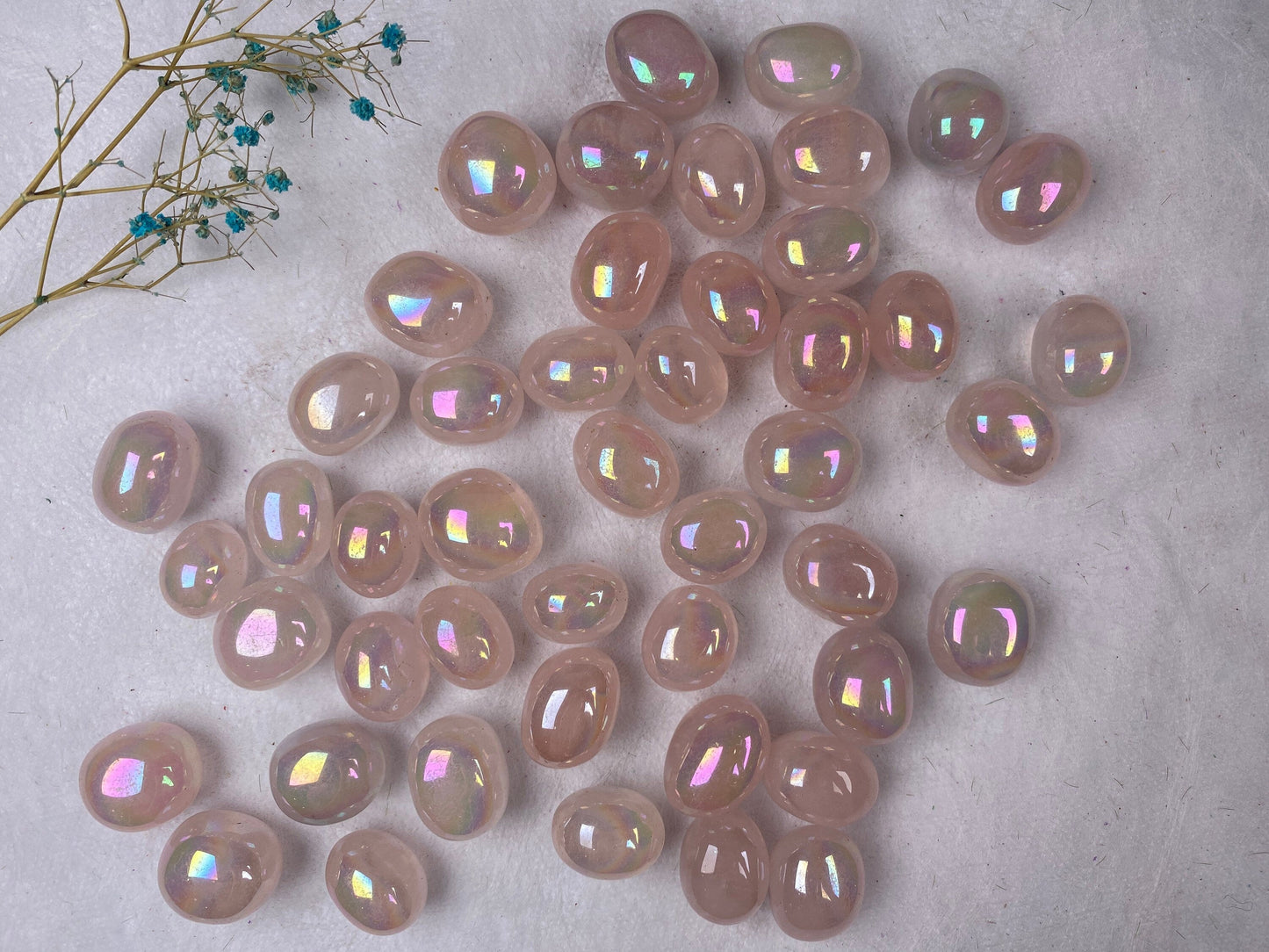Aura Rose Quartz Tumble Stone 20-30mm 100g,Healing Crystal,Home Decor,For Gift