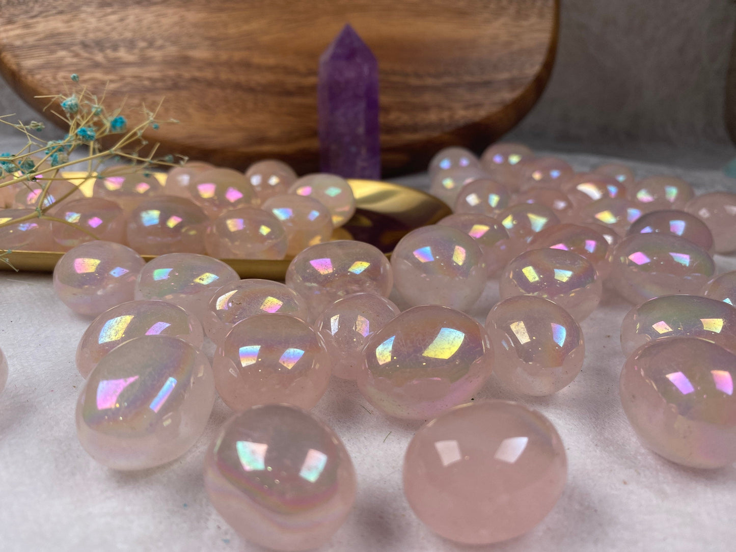 Aura Rose Quartz Tumble Stone 20-30mm 100g,Healing Crystal,Home Decor,For Gift