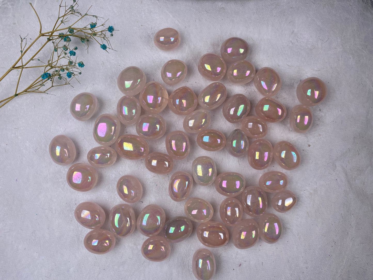 Aura Rose Quartz Tumble Stone 20-30mm 100g,Healing Crystal,Home Decor,For Gift