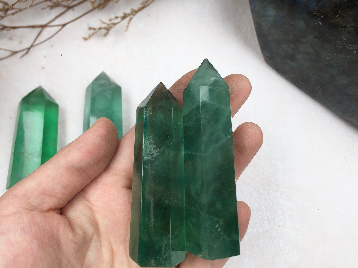 Green Fluorite Tower,Fluorite Point,Crystal Tower/Wand,Healing Crystal,Reiki Chakra Stone,Home Decor,For Giftwa