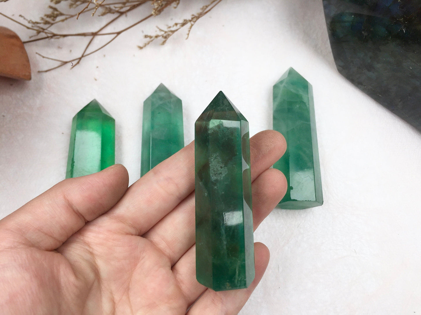 Green Fluorite Tower,Fluorite Point,Crystal Tower/Wand,Healing Crystal,Reiki Chakra Stone,Home Decor,For Giftwa