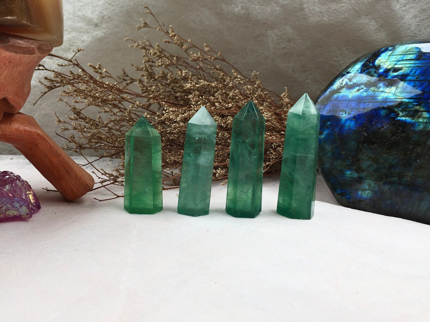 Green Fluorite Tower,Fluorite Point,Crystal Tower/Wand,Healing Crystal,Reiki Chakra Stone,Home Decor,For Giftwa