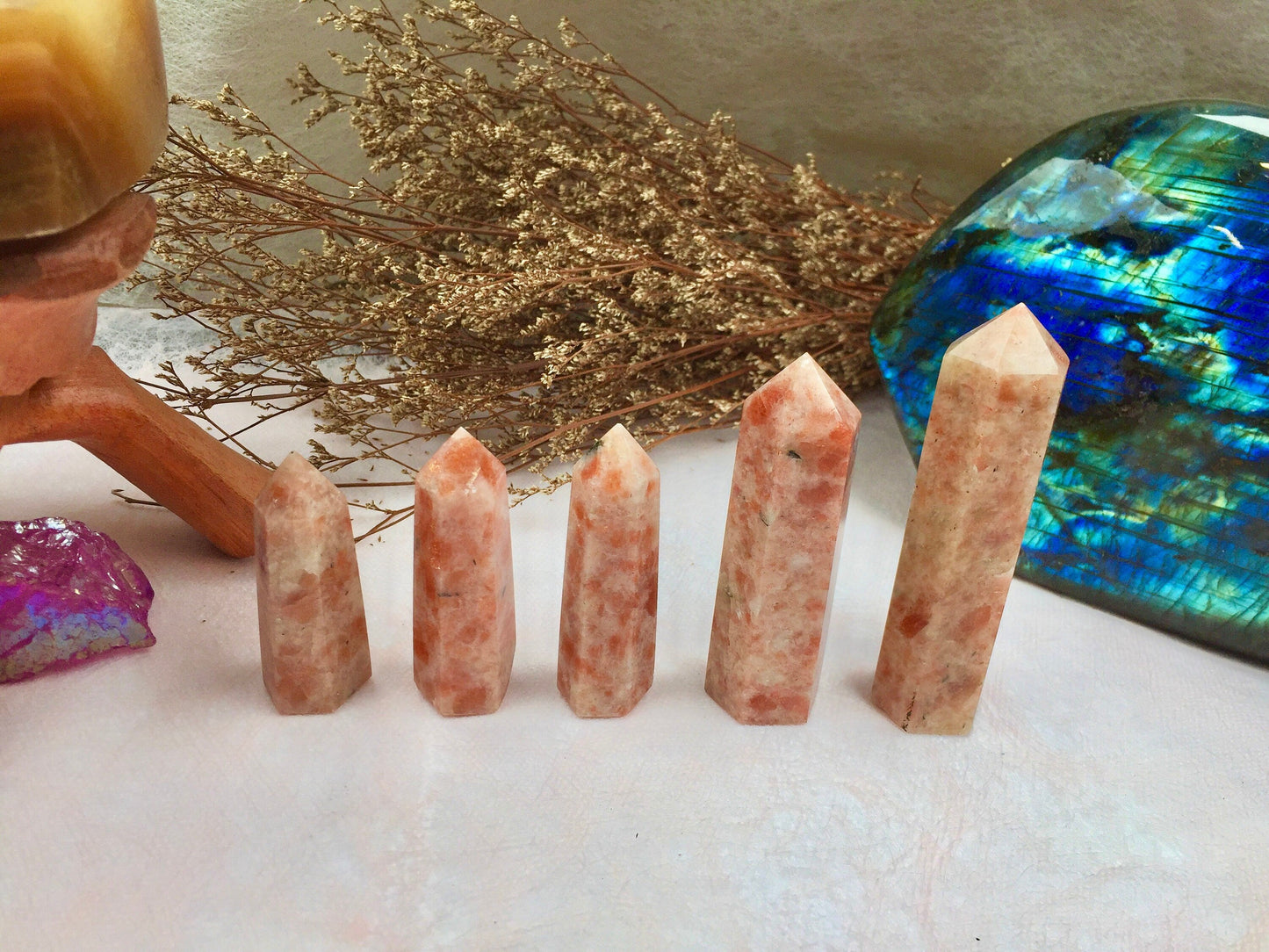 Sunstone Tower, Crystal, Healing Crystal Point, Energy Balance Stone, Meditation Tower, Natural Sunstone, Spiritual Decor, Reiki Charged
