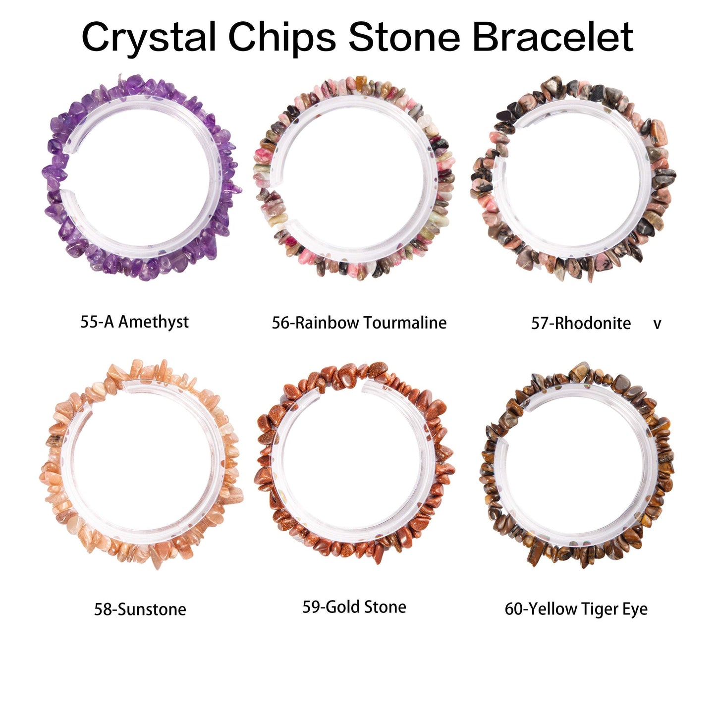 Natural crystal chips bracelet 100 kinds of bracelets No.1-70