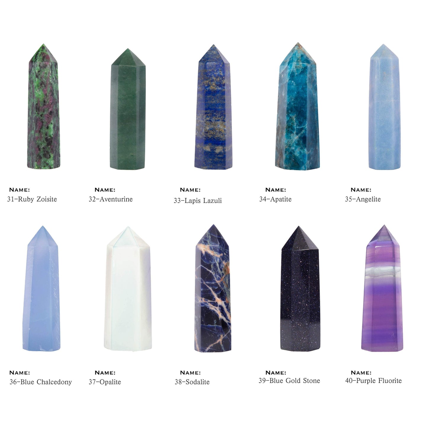 Crystal tower Wholesale nutural healing 100 kinds No.1-70