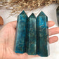 Natural Raw Blue Apatite Crystal Tower - Polished Healing and Energy Tower for Reiki