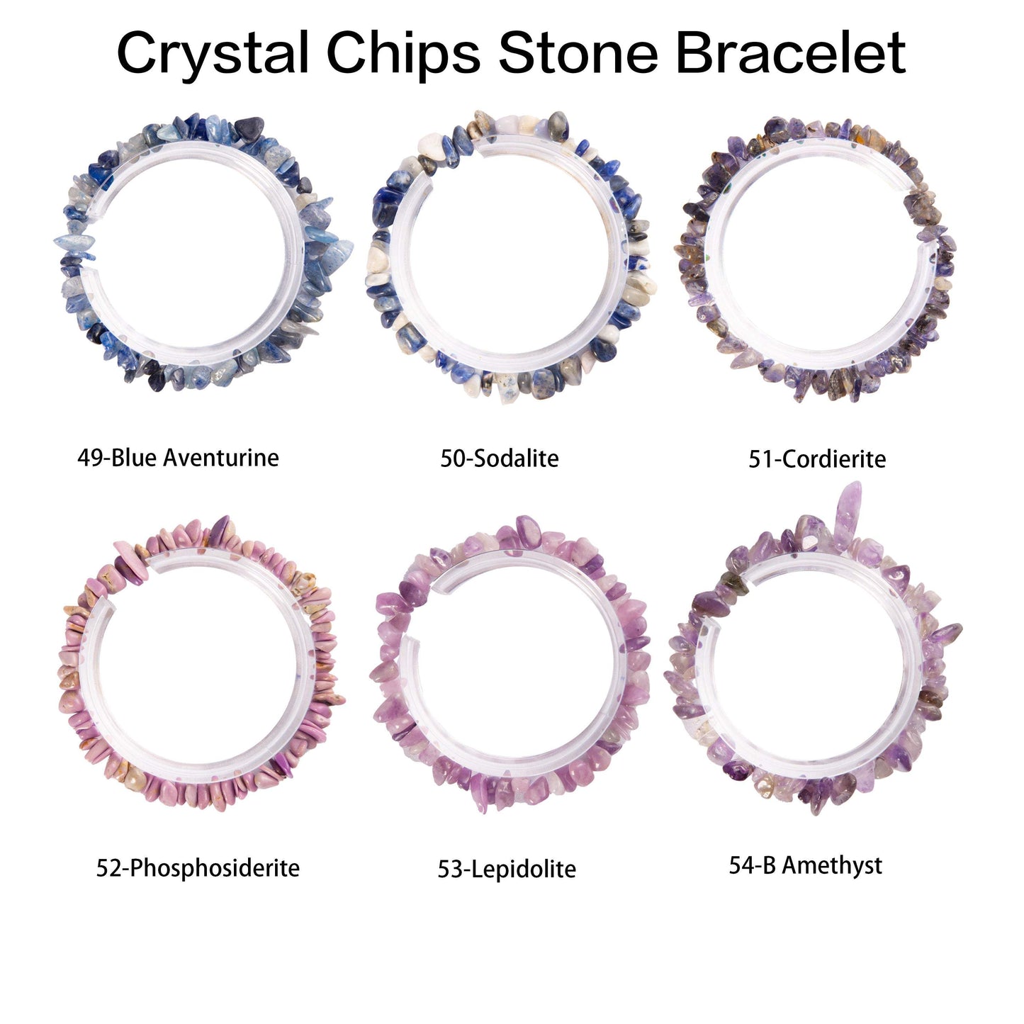 Natural crystal chips bracelet 100 kinds of bracelets No.71-100