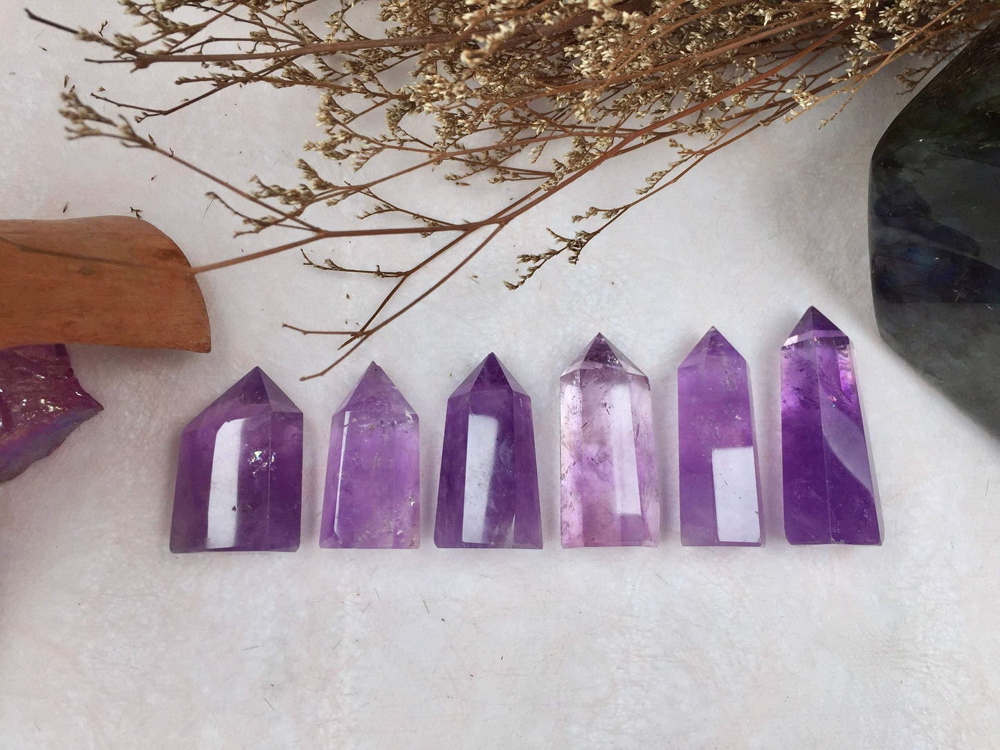 Natural Raw Amethyst Crystal Tower - Polished Healing and Energy Tower for Spiritual Reiki