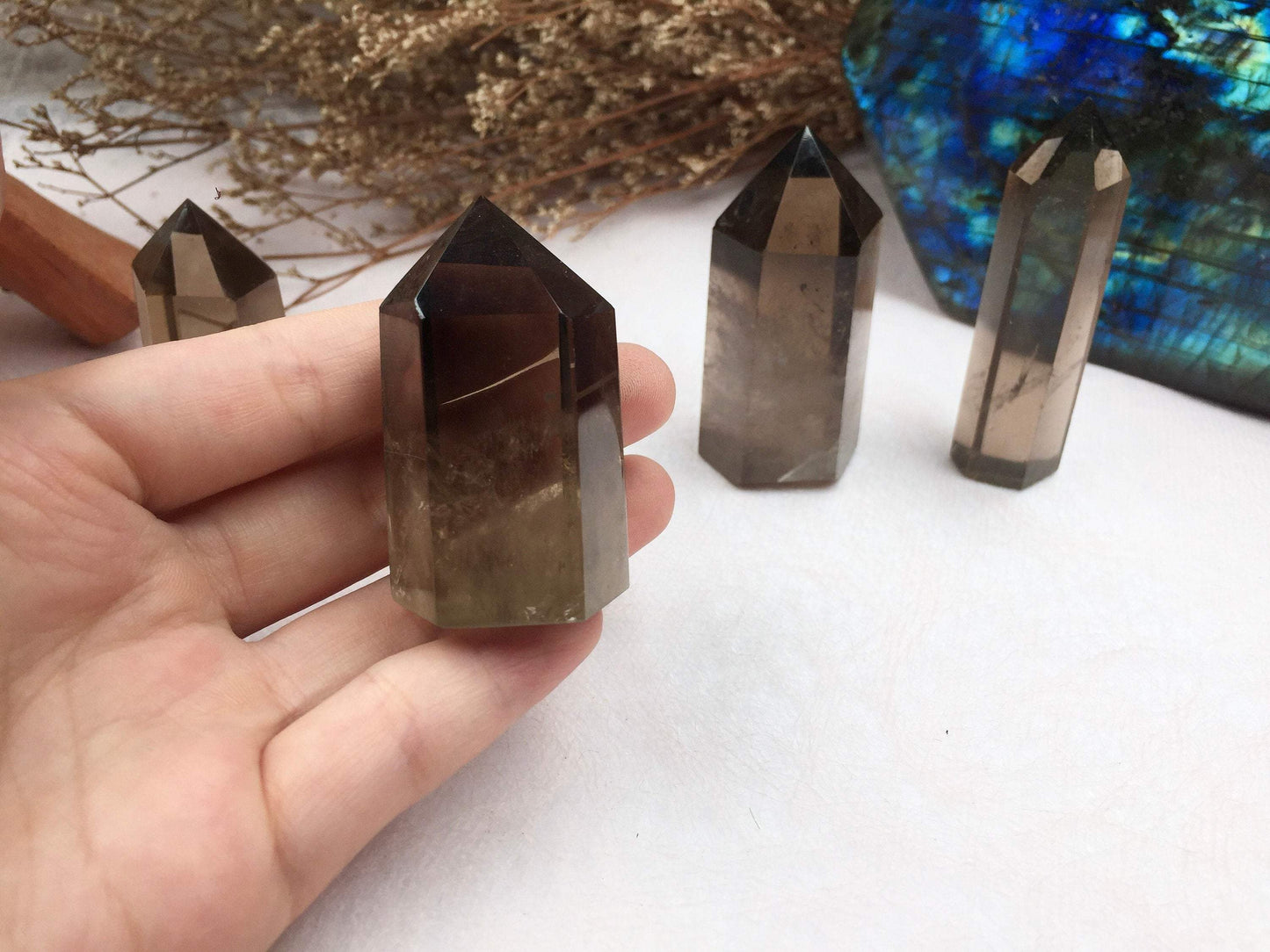 Smoky Quartz Tower，Smoky Quartz Point，Crystal Tower/Wand，Healing Crystal，Reiki Chakra Stone，Home Decor，For Gift