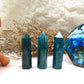 Natural Raw Blue Apatite Crystal Tower - Polished Healing and Energy Tower for Reiki