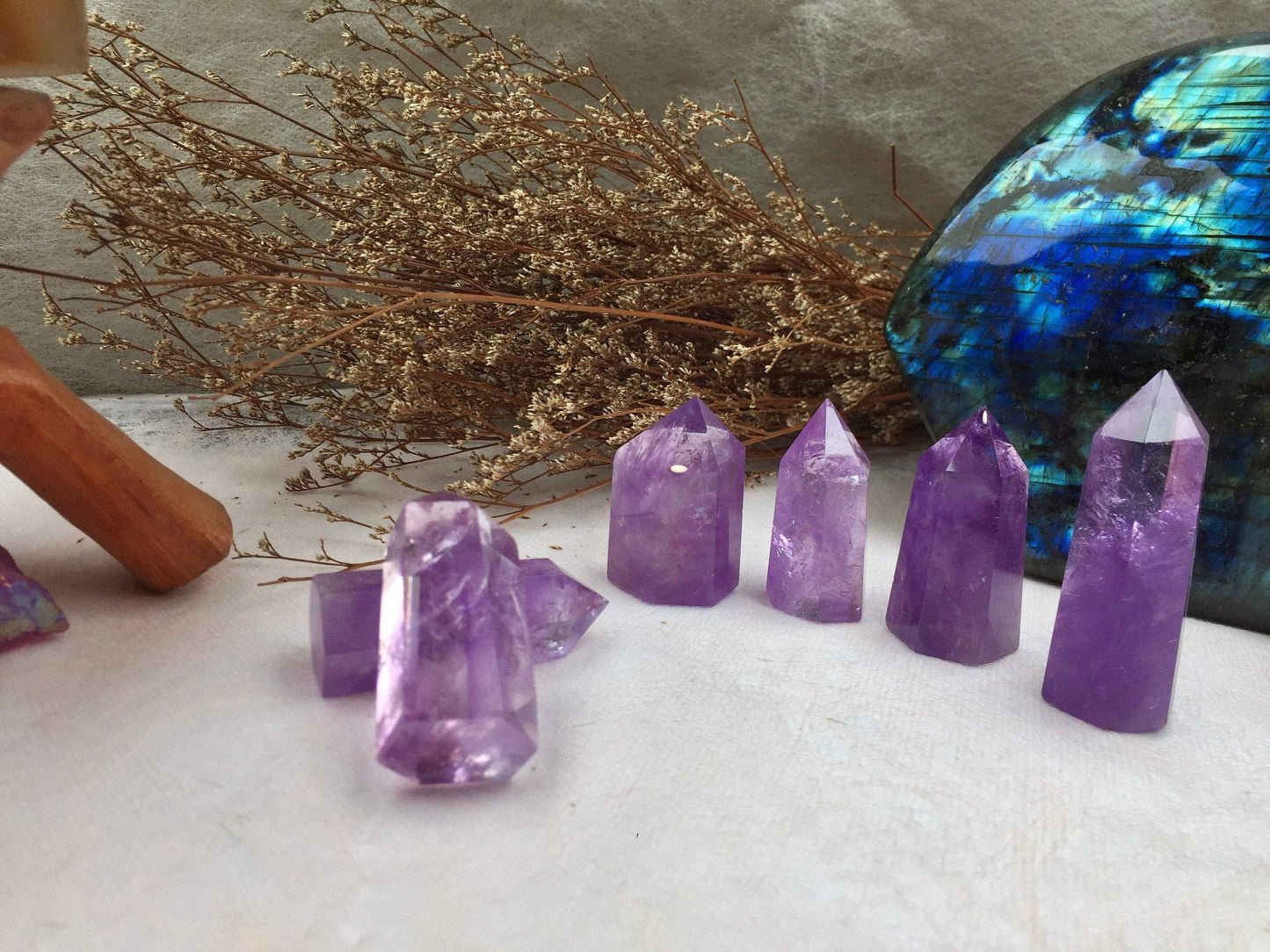 Natural Raw Amethyst Crystal Tower - Polished Healing and Energy Tower for Spiritual Reiki