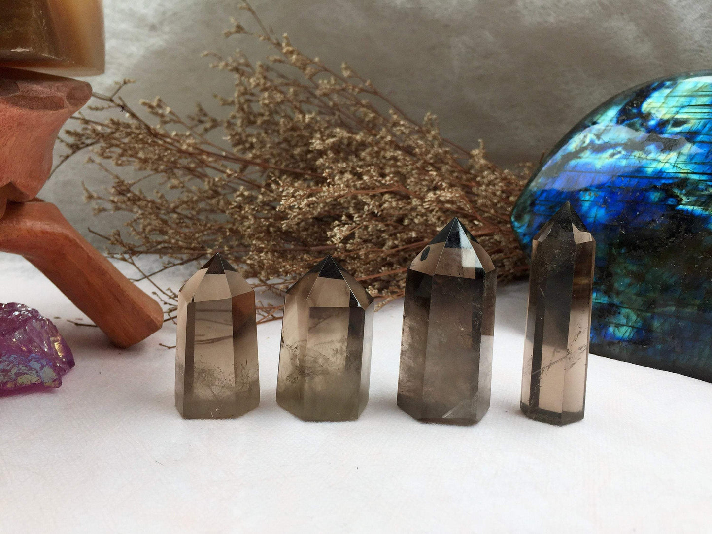 Smoky Quartz Tower，Smoky Quartz Point，Crystal Tower/Wand，Healing Crystal，Reiki Chakra Stone，Home Decor，For Gift