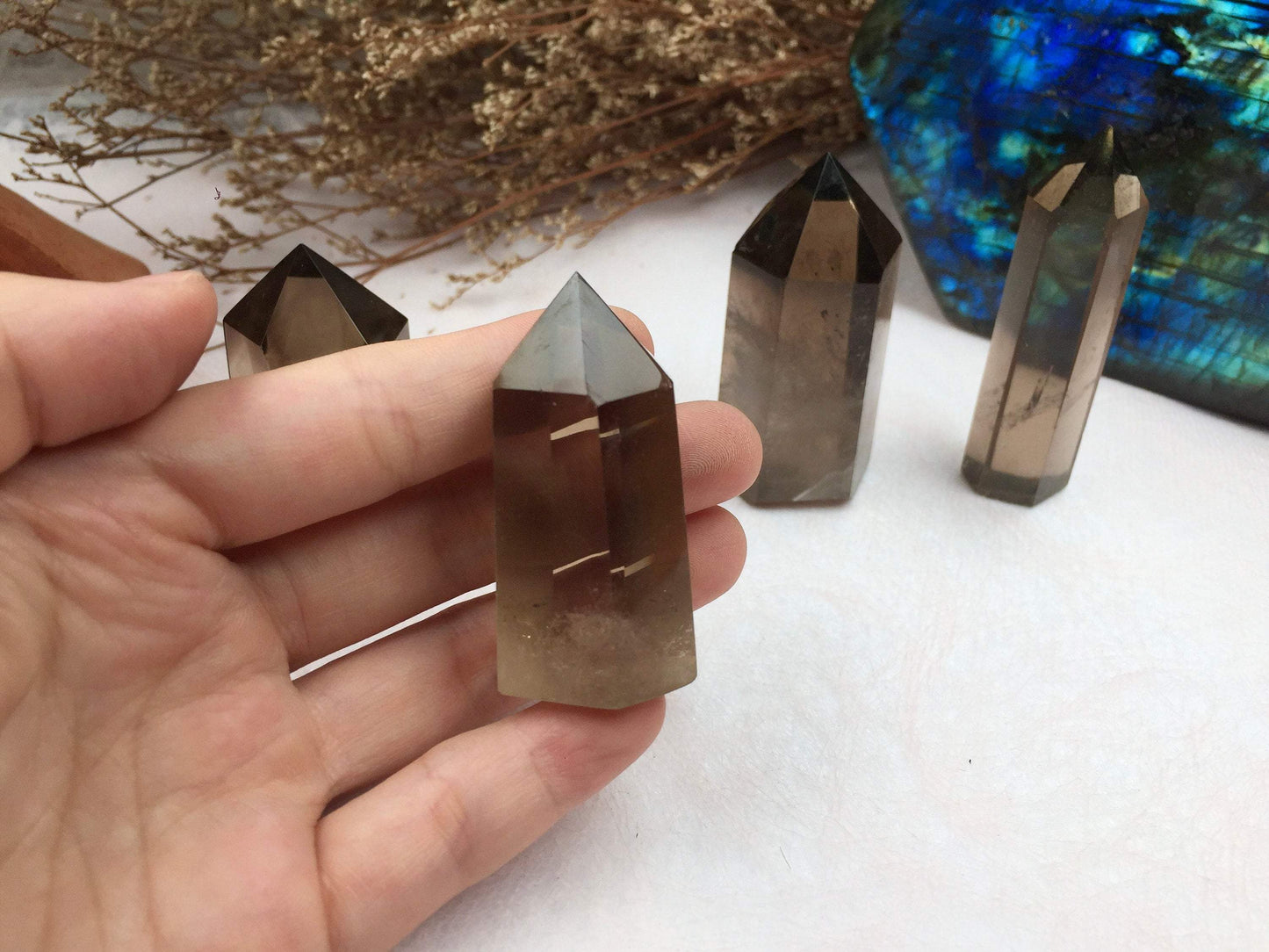 Smoky Quartz Tower，Smoky Quartz Point，Crystal Tower/Wand，Healing Crystal，Reiki Chakra Stone，Home Decor，For Gift