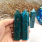 Natural Raw Blue Apatite Crystal Tower - Polished Healing and Energy Tower for Reiki