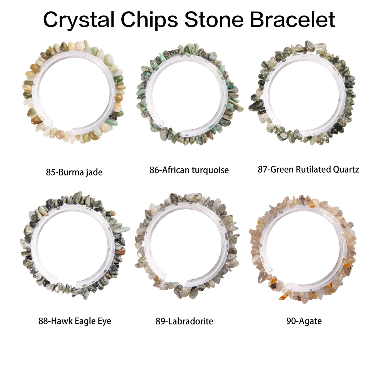 Natural crystal chips bracelet 100 kinds of bracelets No.1-70