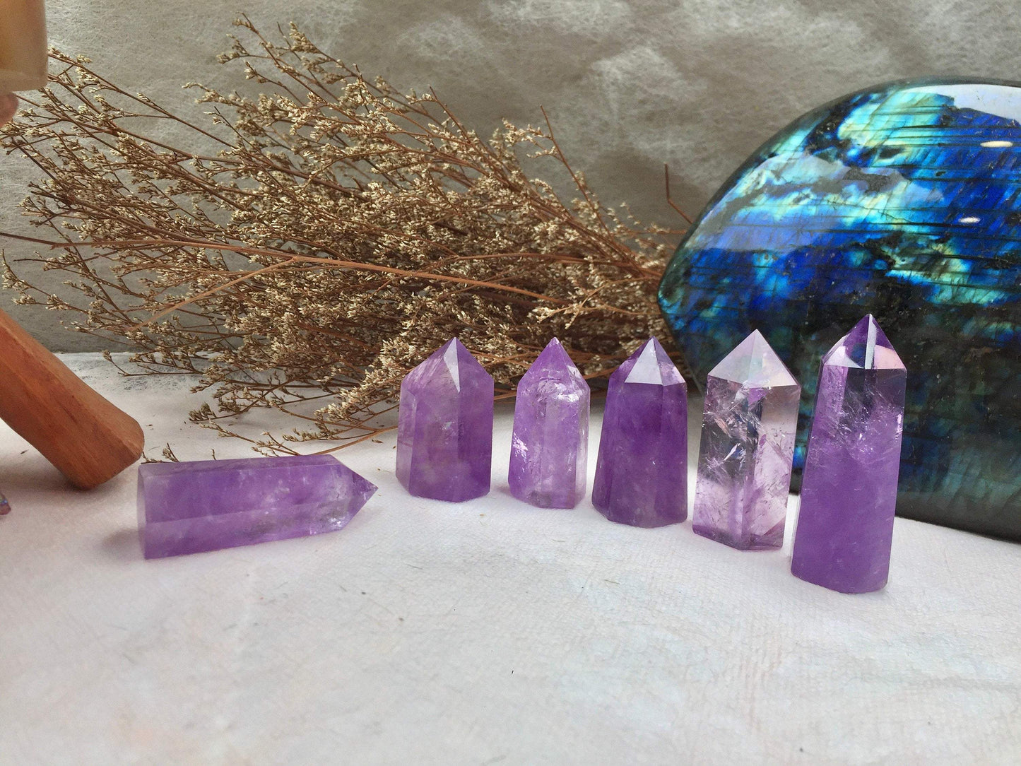 Natural Raw Amethyst Crystal Tower - Polished Healing and Energy Tower for Spiritual Reiki