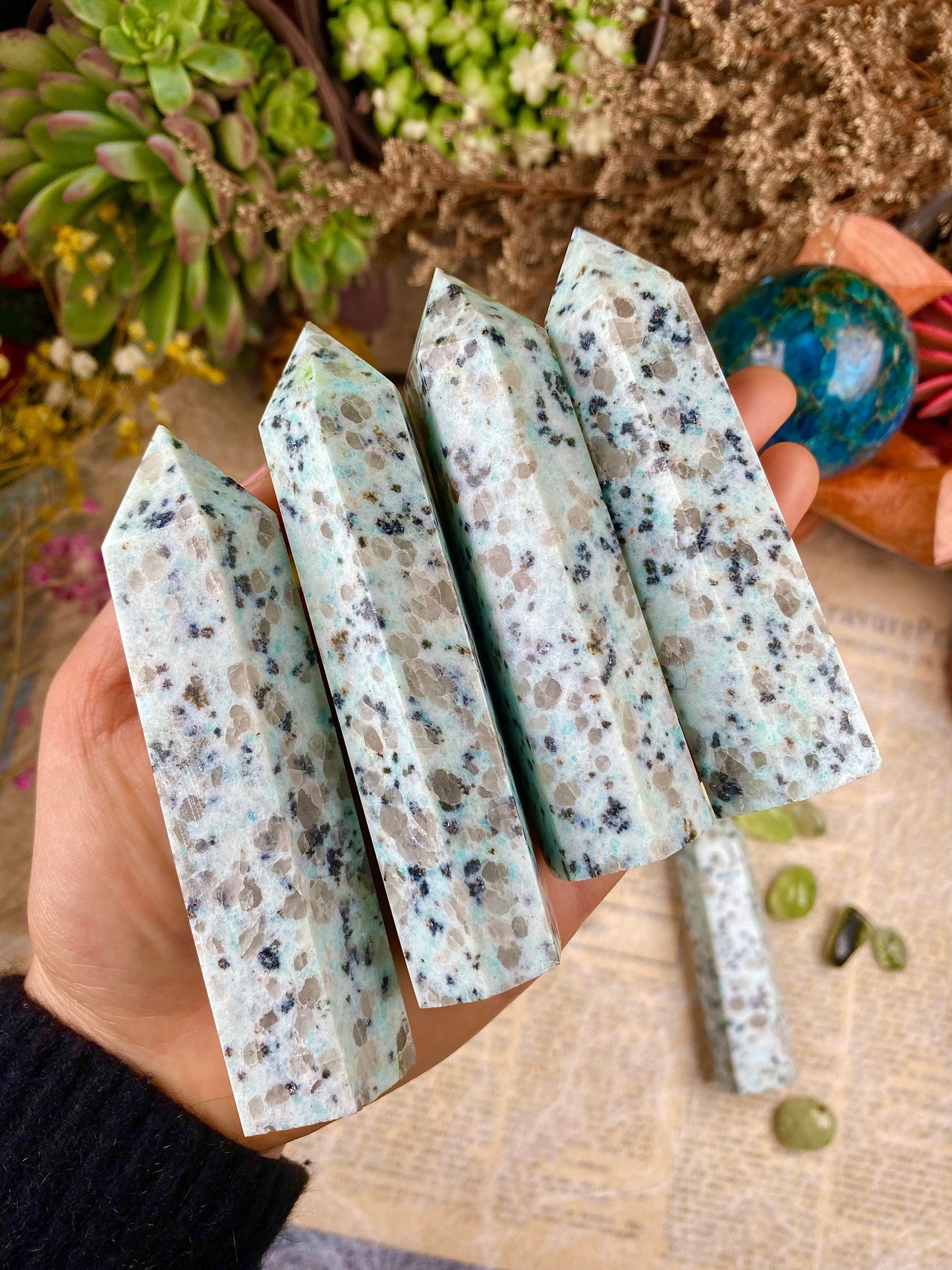 Kiwi Jasper Tower Crystal Healing Energy Balancing Stone