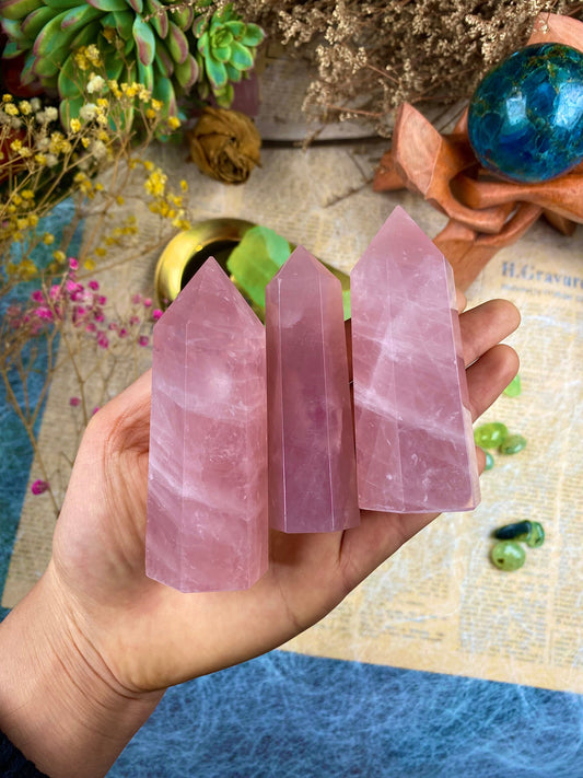 Rose Quartz Crystal tower  Love Attraction Crystal Rose Quartz Reiki Stone Soothing Energy Crystal