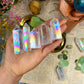 Aura Quartz Crystal Tower Meditation Tool Aura-Enhanced Quartz Crystal Obelisk