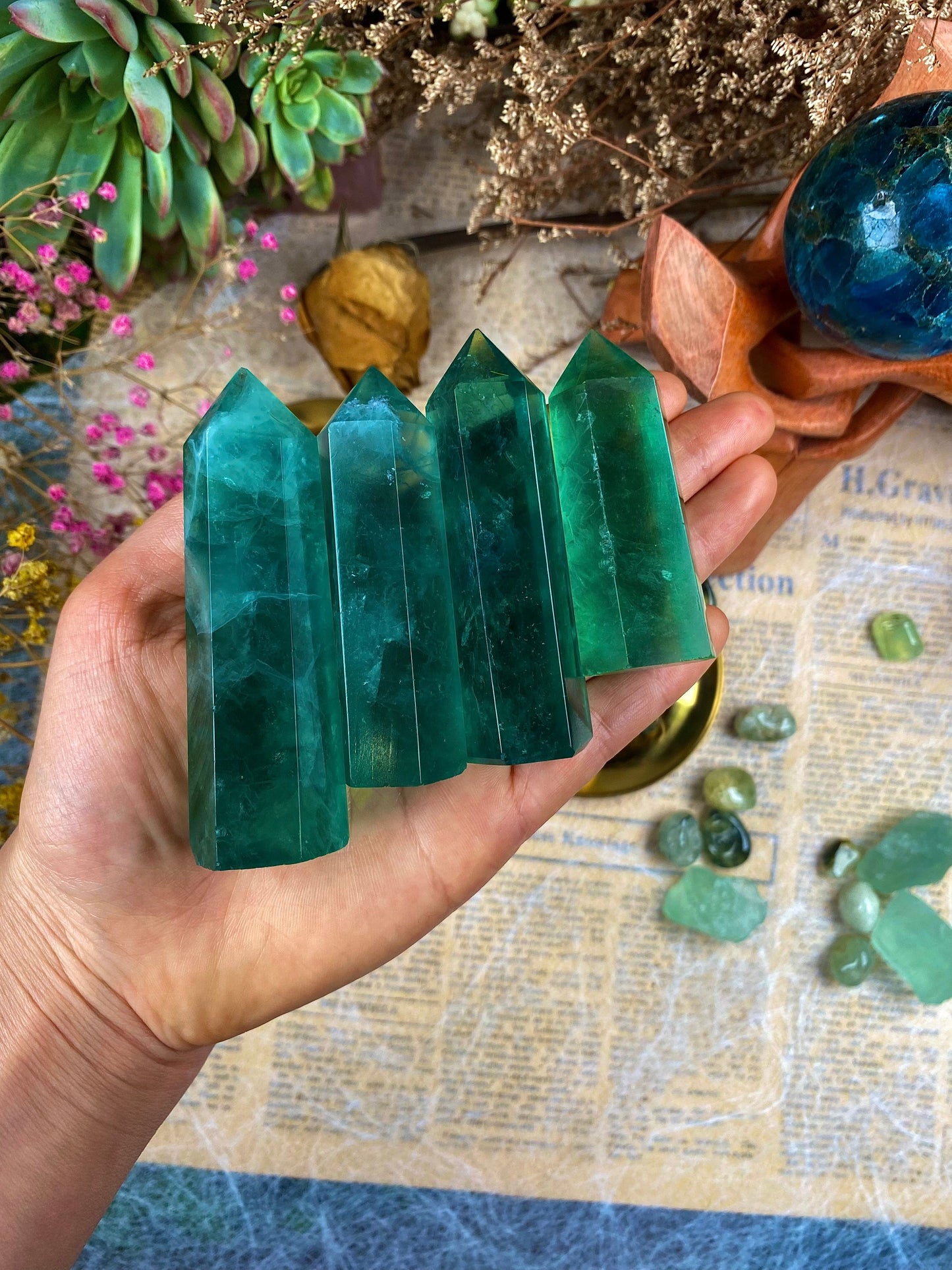 Green Fluorite Tower Green Crystal Tower Healing Tower Energy Stone