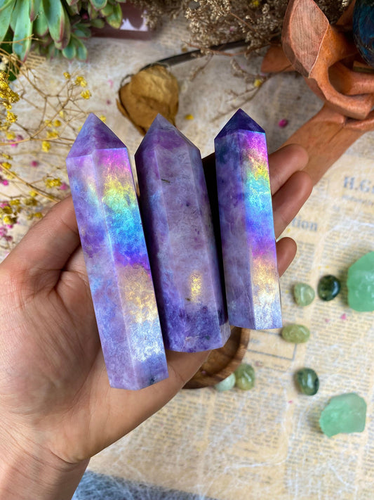 Aura Lepidolite Tower Healing Crystal Inner Peace Aura Lepidolite Crystal for Stress Reduction Enhancing Spiritual Connection