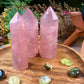 Rose Quartz Crystal tower  Love Attraction Crystal Rose Quartz Reiki Stone Soothing Energy Crystal