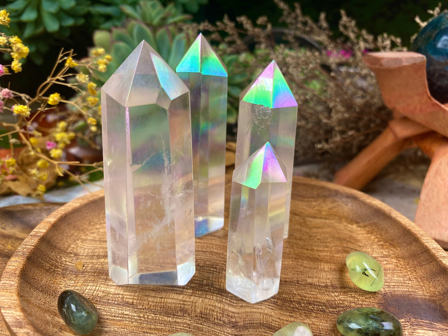 Aura Quartz Crystal Tower Meditation Tool Aura-Enhanced Quartz Crystal Obelisk