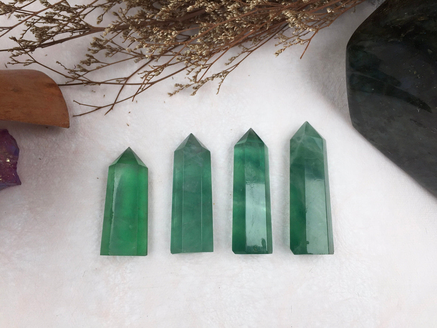 Green Fluorite Tower，Fluorite Point，Crystal Tower/Wand，Healing Crystal，Reiki Chakra Stone，Home Decor，For Giftwa
