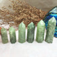 Prehnite Tower，Prehnite Point，Crystal Tower/Wand，Healing Crystal，Reiki Chakra Stone，Home Decor，For Gift