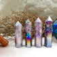 Aura Lepidolite Tower: Stress Relief, Sleep Aid, Spiritual Healing, Energy Cleanse, Meditation Support, Home Decor, Unique Spiritual Gift