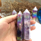 Aura Lepidolite Tower: Stress Relief, Sleep Aid, Spiritual Healing, Energy Cleanse, Meditation Support, Home Decor, Unique Spiritual Gift