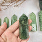Prehnite Tower，Prehnite Point，Crystal Tower/Wand，Healing Crystal，Reiki Chakra Stone，Home Decor，For Gift