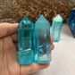 Blue Aura Crystal Quartz Tower Points New Home Party Wedding Gifts for Self and Friends