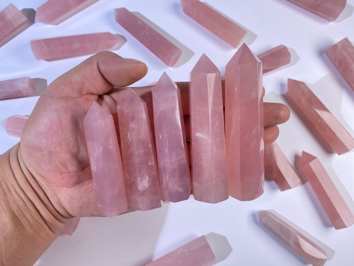 Natural Rose Quartz Tower, Healing Crystal Point, 1.5''-6'' - Promote Love, Emotional Healing & Balance