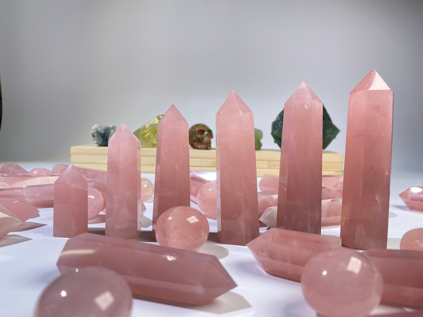 Natural Rose Quartz Tower, Healing Crystal Point, 1.5''-6'' - Promote Love, Emotional Healing & Balance